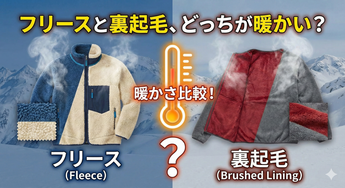 フリースと裏起毛の暖かさの比較イメージ画像